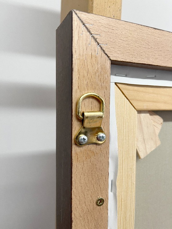 Image 1 of Paysage avec champs, peinture originale, peintures acryliques sur toile, y compris cadre en bois véritable, 71cm x 56cm