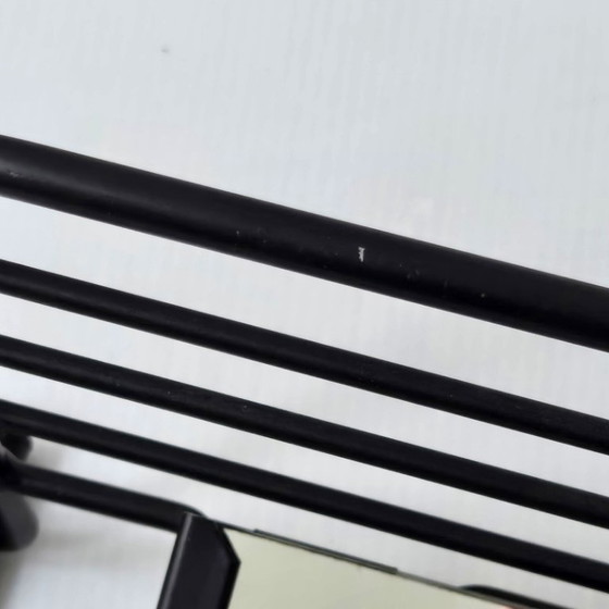 Image 1 of Vintage 1950s Rockabilly Wall-Mounted Coat Rack with Mirror, Black Lacquered Metal