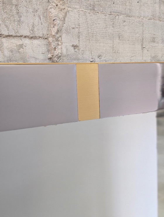 Gaetano Sciolari Mid-Century Modern Illuminated Vanity Wall Mirror in Chrome and Brass, Italy, 1970s – Glass (photo 15 of 18)