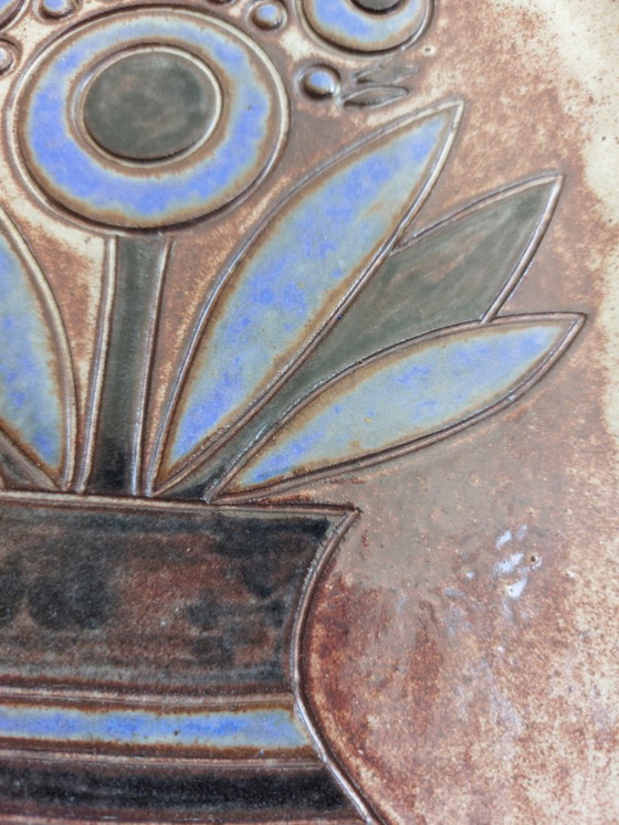 Image 1 of Marie-Henriette Bataille para Atelier Dour - Placa de pared de cerámica de mediados de siglo (Bélgica, década de 1960)