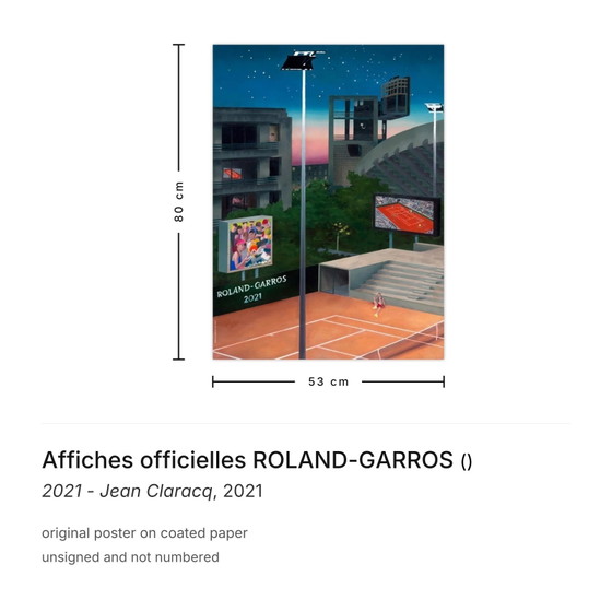 Image 1 of Offizielle Plakate ROLAND-GARROS Jean Claracq Poster 2021