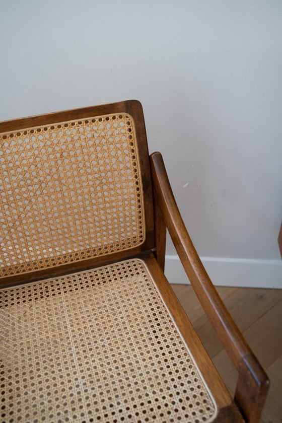 Image 1 of Sedia vintage in teak con seduta in tessuto