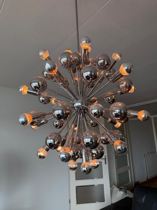 Lampada a Sospensione Sputnik Vintage Stile Space Age degli Anni '60 o '70 – Ingo Maurer, hanglampen, Chrome (photo 2 of 22)