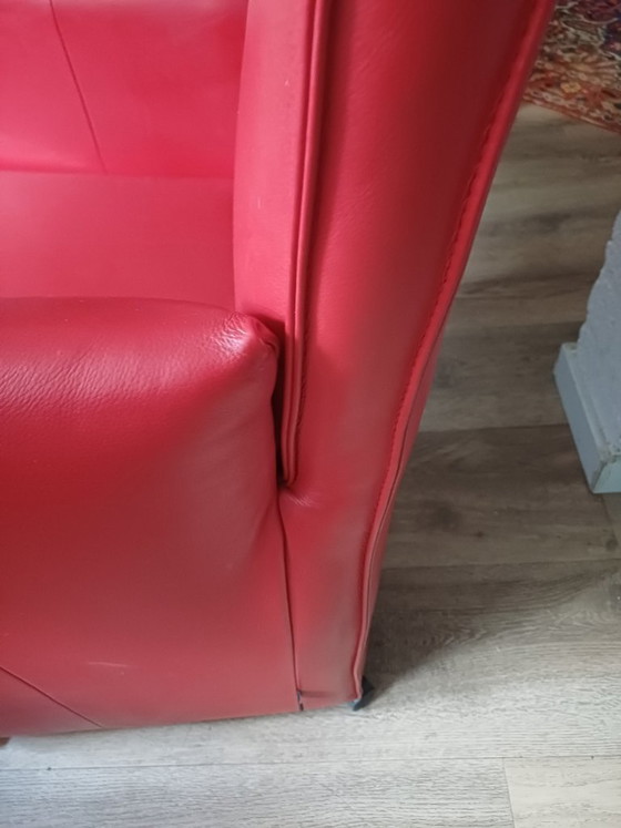 Image 1 of Jess 3 rode leren stoelen met wieltjes