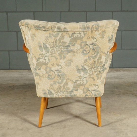 Fauteuil cocktail vintage – Velours – Accoudoirs en bois – Années 1960 – Textile (photo 4 of 12)