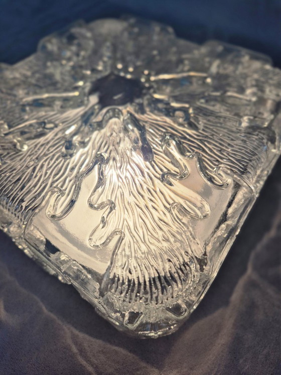 Image 1 of Mid Century Modern Glass Flush Mount Ceiling Light 20cm – Space Age Textured Crystal E27 Lamp