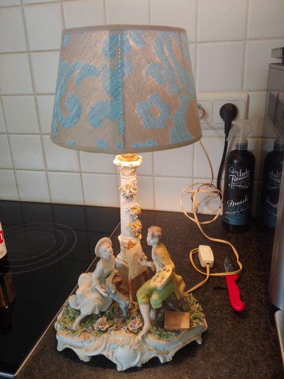 Image 1 of Lampada da tavolo in porcellana dipinta a mano, Napoli