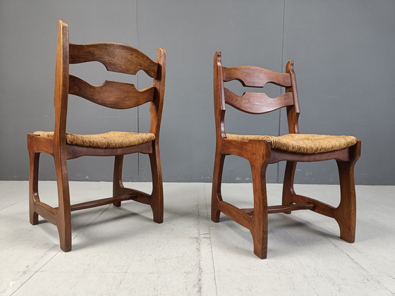 Image 1 of Vintage Oak And Wicker Dining Chairs, 1960S