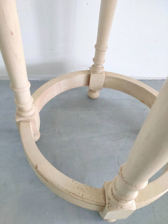Vintage Brocant 'Farmhouse' Ronde Bijzettafel Plantentafel Haltafel (Créme/Wit) – Wood (photo 5 of 12)