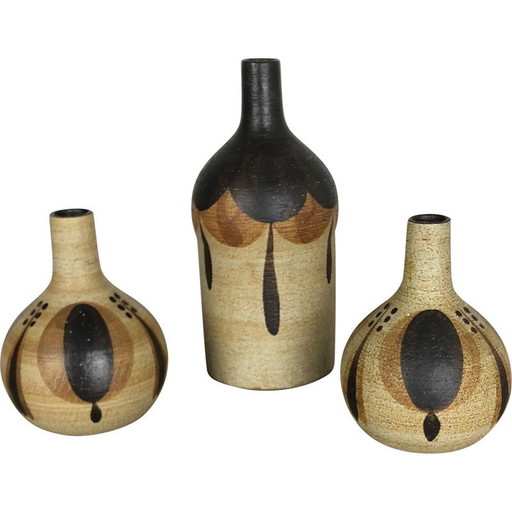 Ensemble de 3 vases sculptures vintage par Peter Müller pour Sgrafo, Allemagne 1970