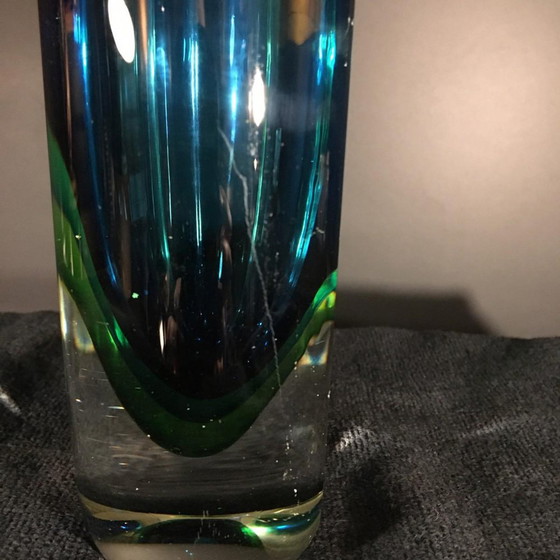 Blaue und grüne Sommerso Murano Glasvase von Flavio Poli für Murano, 1960er Jahre – Arte, Vasen, Crystal (photo 10 of 13)