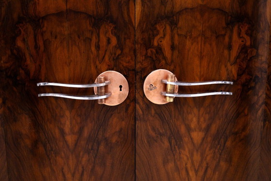 Image 1 of Art Deco walnut commode cabinet, Western Europe, mid-20th century.