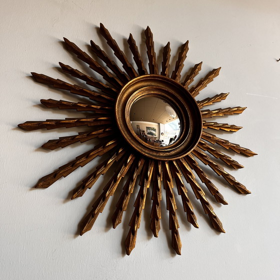 Image 1 of Espejo XL Sunburst de mediados de siglo