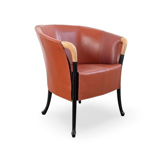 Giorgetti Progetti Chair Umberto Asnago Cognac Brown Leather, Armchairs, Wood, Red (photo 3 of 9)