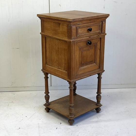 Image 1 of Antique tall French brocante bedside table hallway cabinet