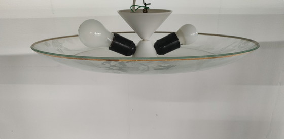Image 1 of Large vintage 1960s/70s glass ceiling light.