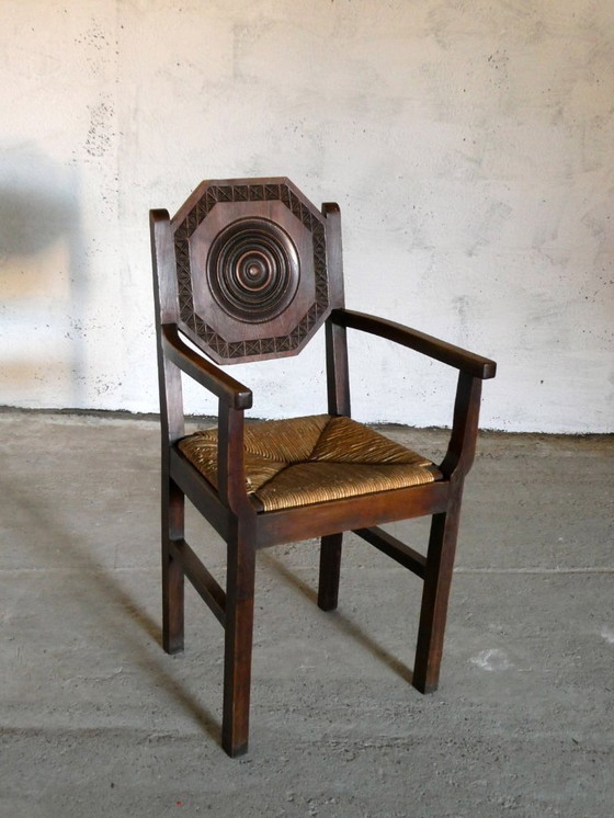 Image 1 of Poltrona bretone in rovere e paglia