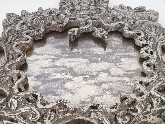 Image 1 of MAGNIFICENT VINTAGE ANTIQUE MIRROR WITH SNAKES ON A PLEXIGLAS BASE, 1970