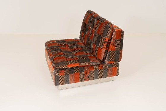 Image 1 of Giovanni Offredi pour Saporiti - Ensemble canapé modulaire en velours avec table basse, Italie 1970