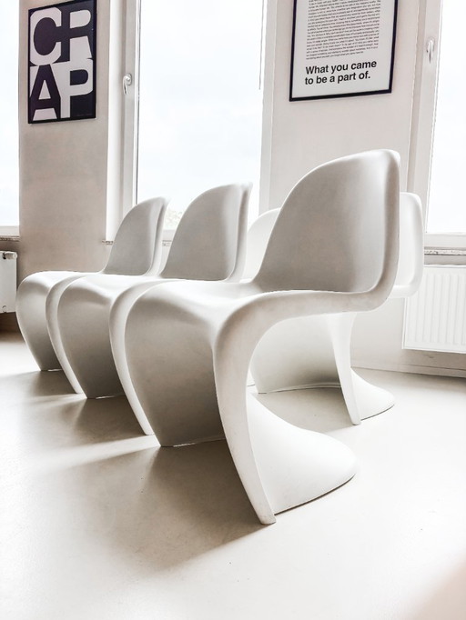 Set van 5 originele Vitra Panton Chairs – mat wit
