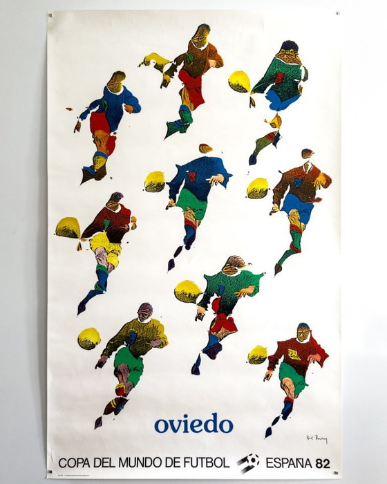 Image 1 of ⚽  Original Vintage 1982 COPA DEL MUNDO Poster | Oviedo Edition | Pol Bury Plakat | 95 x 60cm
