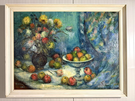 Gran cuadro de naturaleza muerta a color de 1962. – Pinturas y dibujos, Canvas, Wood (photo 4 of 16)