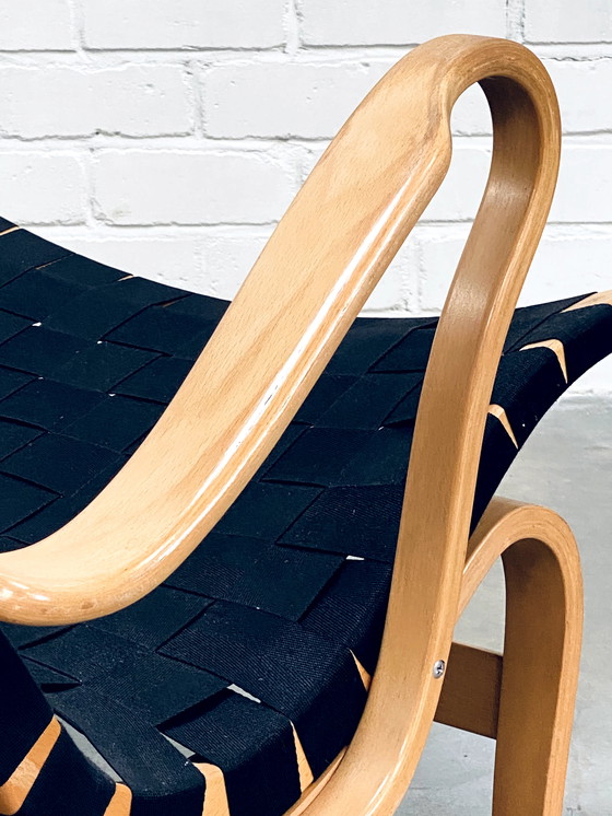 Image 1 of Bruno Mathsson | Set Of Vintage Lounge Chair With Ottoman | Pernilla Series | Black Canvas