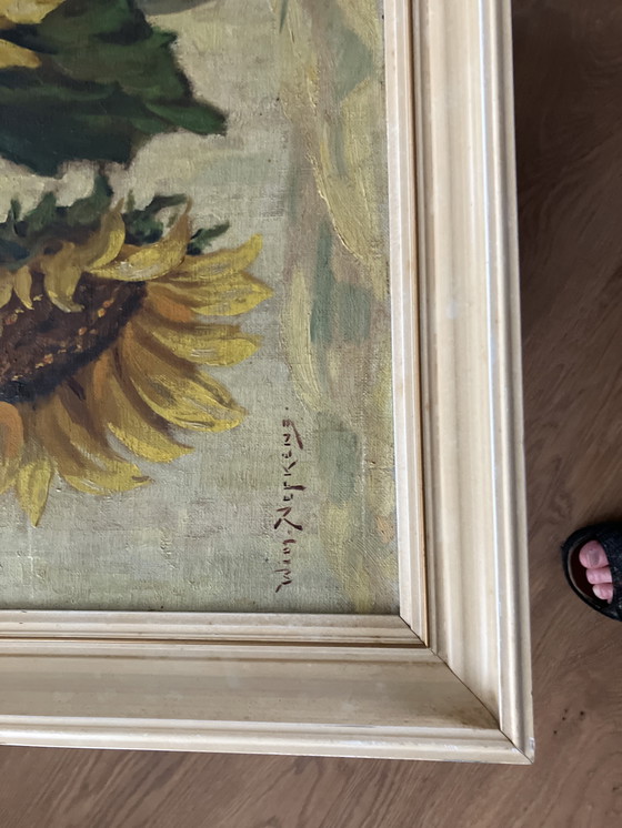 Image 1 of Zonnebloemen in Lijst von Wim Nefkens