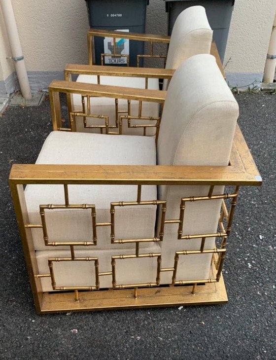 Image 1 of Pair of Bamboo Bergère Armchairs