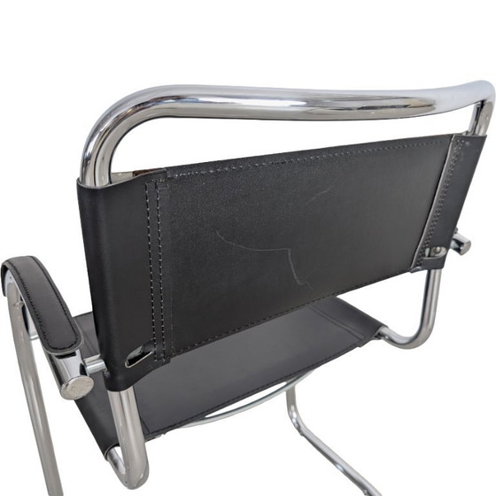 Image 1 of 3er Set Bauhaus Freischwinger Midcentury Stuhl Italy Schwarz