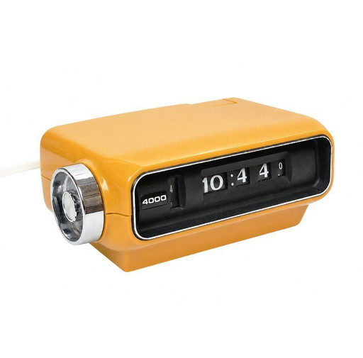 Space Age Alarm Clock Sankyo 4000 / Ocher - Yellow / 1970's Vintage Flip clock