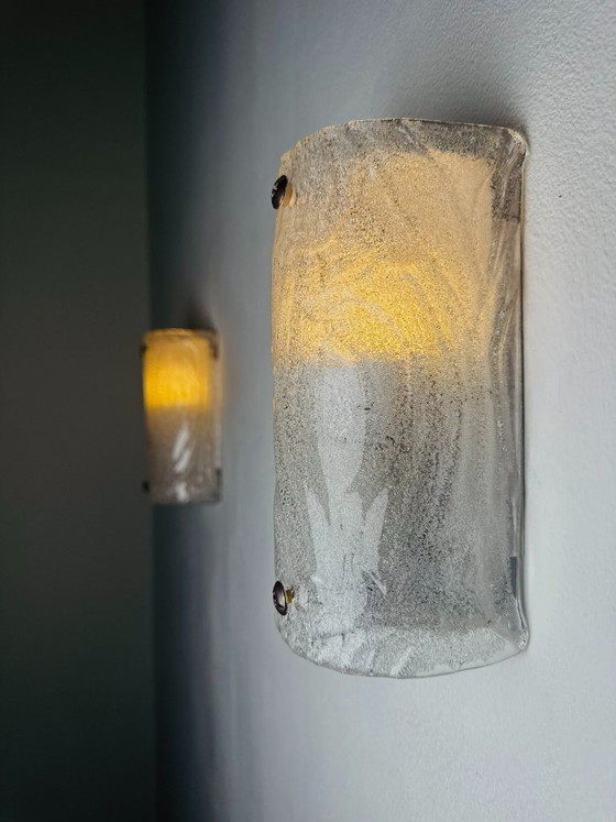 Murano Ice wandlampen van mat glas, vervaardigd door Kalmar Franken, Oostenrijk, circa jaren 1960. – Metal (photo 3 of 8)