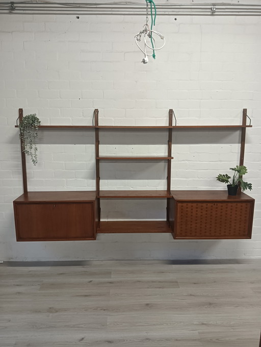 Mueble de pared modular Poul Cadovius, teca, Dinamarca