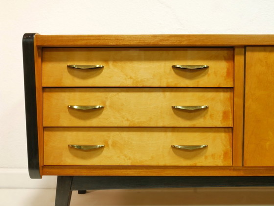 Image 1 of Vintage dressoir uit de jaren 60, 180 cm, midden-eeuwse stijl, laag dressoir, ladekast, Duitsland