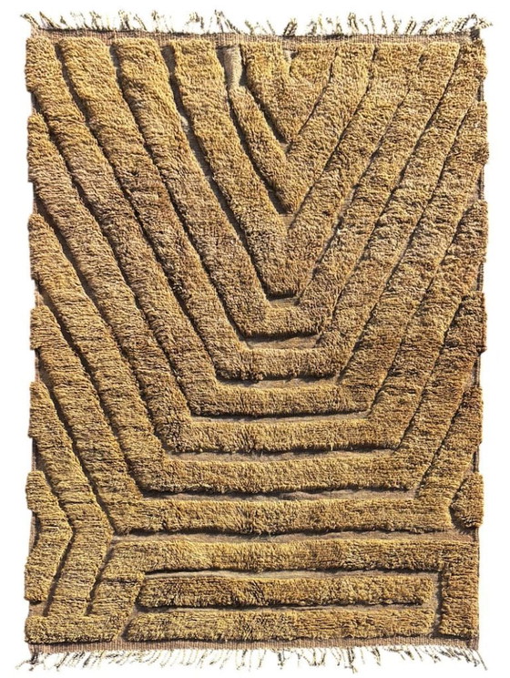 Image 1 of Luxury Modern Moroccan Berber Wool Rug 200x300 cm - Berber Interior Living Room Rug - Brown Moroccan Beni Ourain Carpet