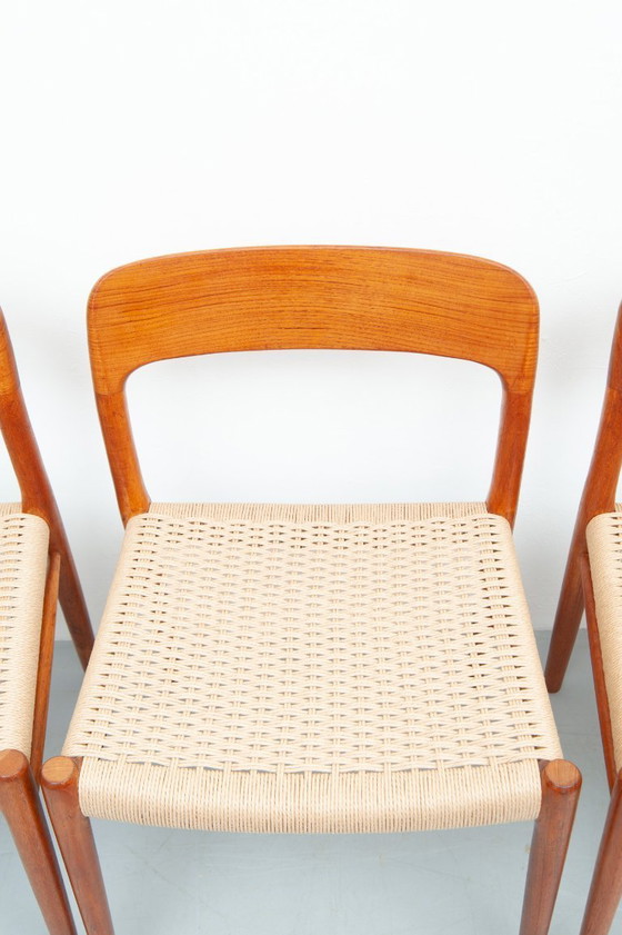 Image 1 of 6x dining chairs model 75 made of teak by Niels Otto Møller for J. L. Møller Møbelfabrik (1950s)