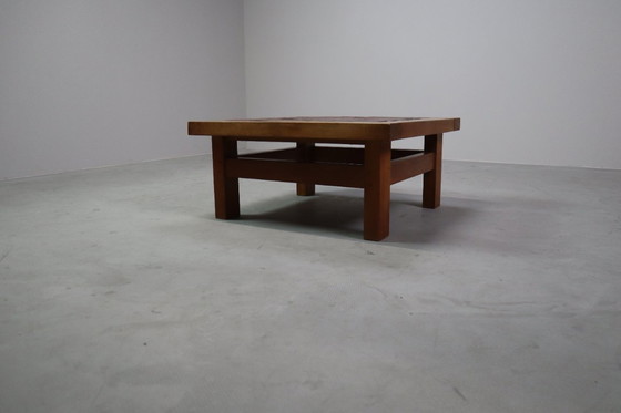 Image 1 of Tavolino in ceramica botanica di metà secolo in rovere, anni '60