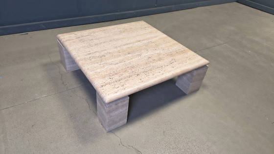 Image 1 of Table basse en travertin, années 1970, Italie