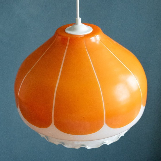 Image 1 of Lámpara colgante retro de cristal naranja