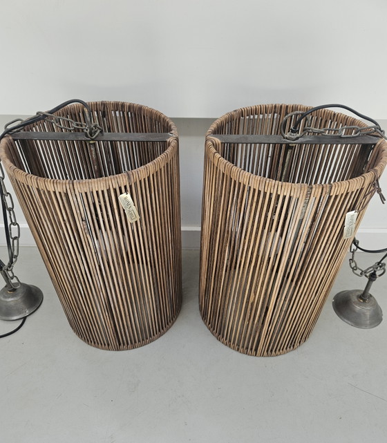 Image 1 of Set van 2 originele Hoffz Mazu hanglampen (leder) - Sobor 