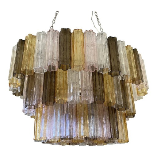 Contemporary Huge Multicolour "Tronchi" Murano Glass Chandelier in Venini Style