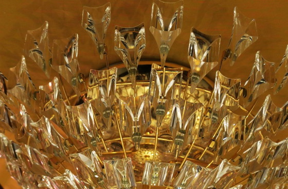 Image 1 of Stilkronen Gold-Plated Brass and Crystal Glass Chandelier, Italy 1970s