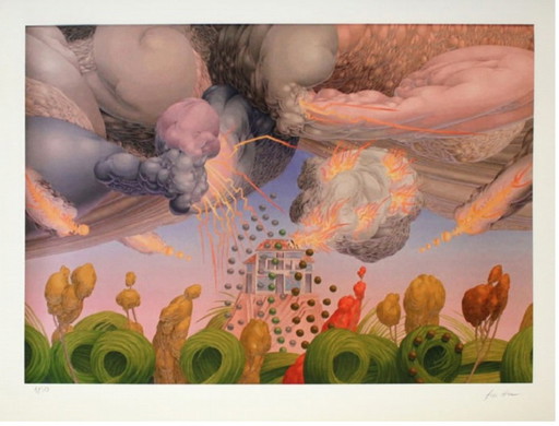 Wolfgang Hutter „The Garden and the Burning House“ Handsignierter Kunstdruck, 2014