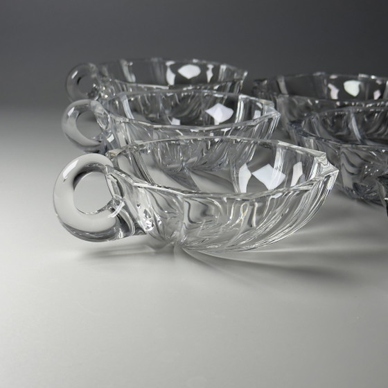 Image 1 of Val Saint Lambert – Dessertservice (6) – Muscheln – Kristall – ROYAL