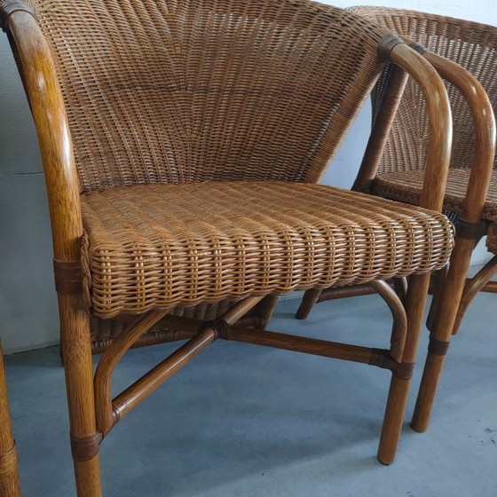 Image 1 of Vintage jaren 70 Rohé design rotan/pitriet fauteuil/stoel(en)  