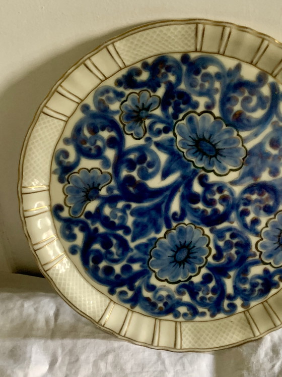 Grote Bernardaud Limoges schaal - "Versailles" model - 31 cm - Polychrome en gouden decoratie - 1900-1927 (photo 4 of 30)