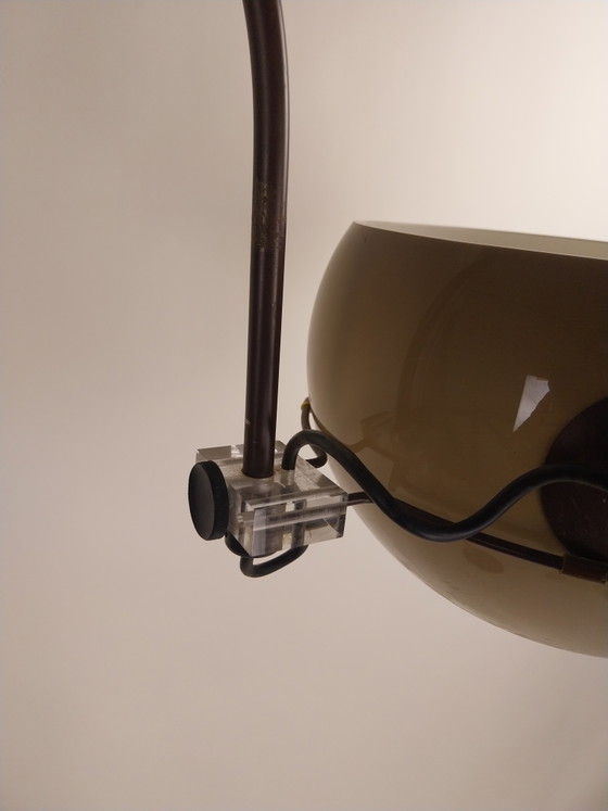 Image 1 of 1 x Gepo arc floor lamp in brown and beige 1970s height adjustable