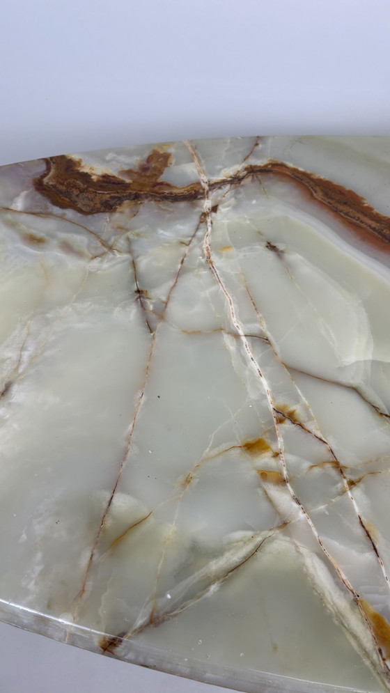 Image 1 of Tavolino da caffè vintage in pietra naturale, ottone e marmo onice