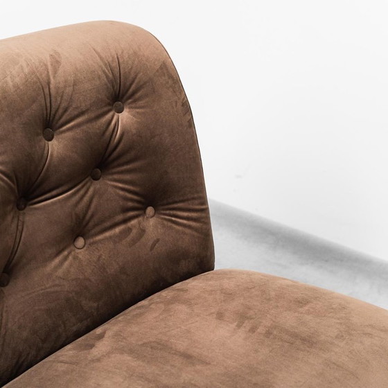 Image 1 of Paire de fauteuils en velours marron des années 1970, vintage, moderne