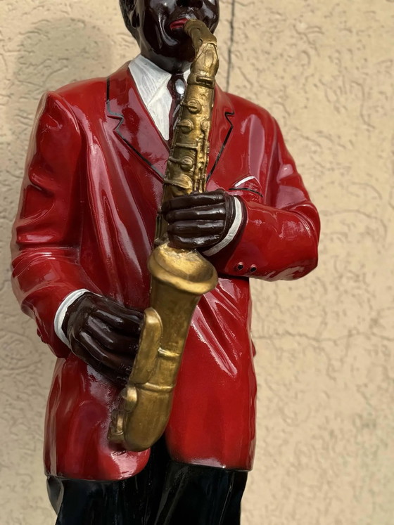 Vintage Large black American jazz figurine – Sculptures, Plastique, Mid Century Modern (photo 5 of 9)
